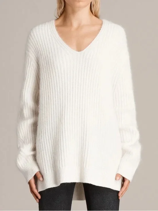 ALLSAINTS Ade V-Neck Sweater Mohair Cashmere Blend - Picture 10 of 10